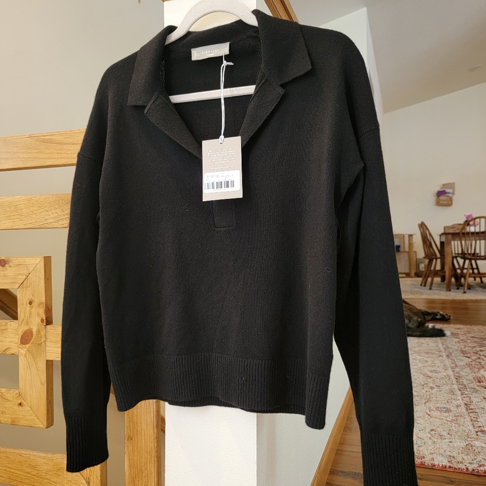 Everlane cashmere polo size small black